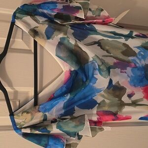 SIGNATURE BY ROBBIE BEE BRAND WOMEN'S BLUE AND PINK FLORAL DRESS SIZE 12